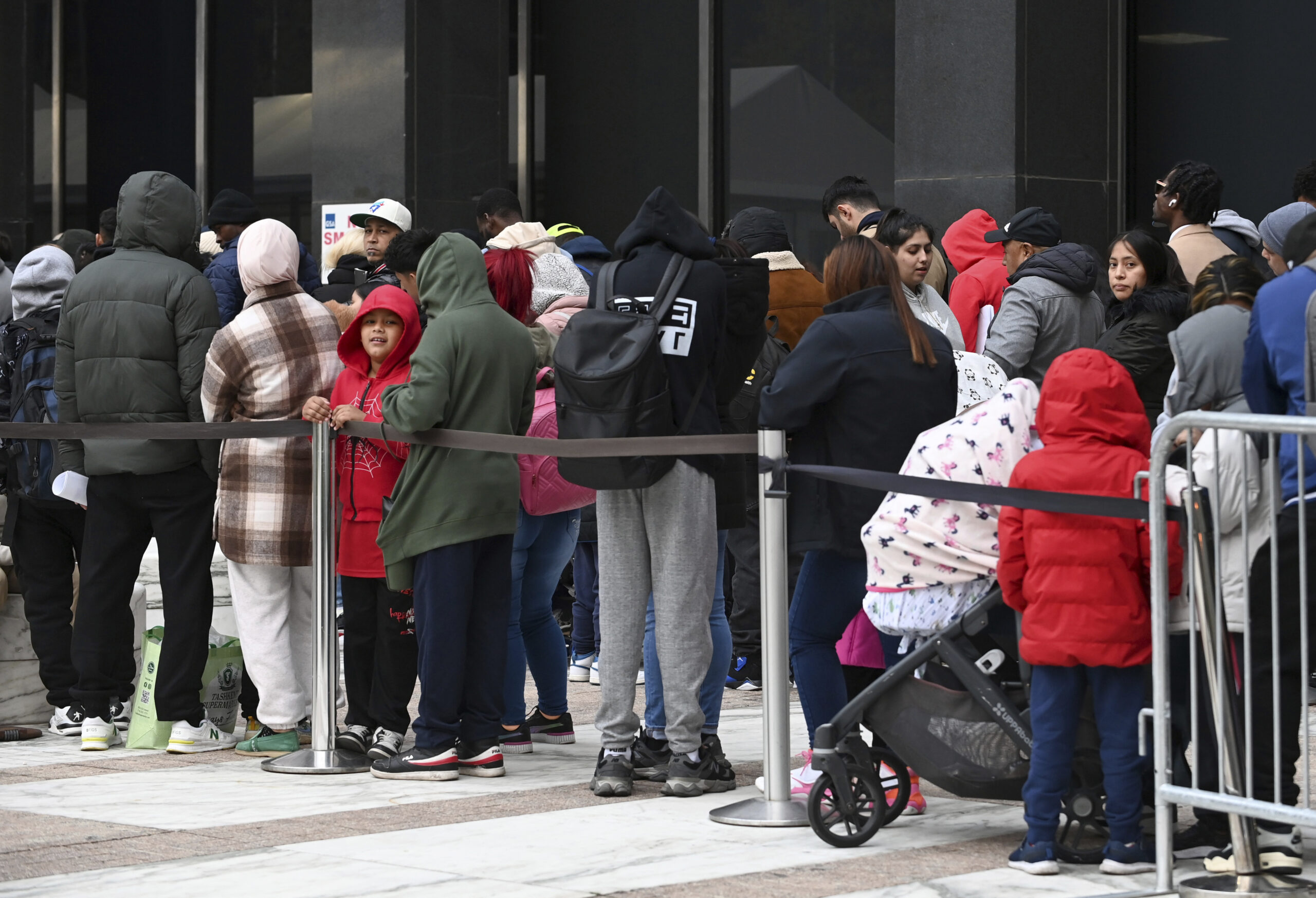 Immigrants outside ICE office in New York