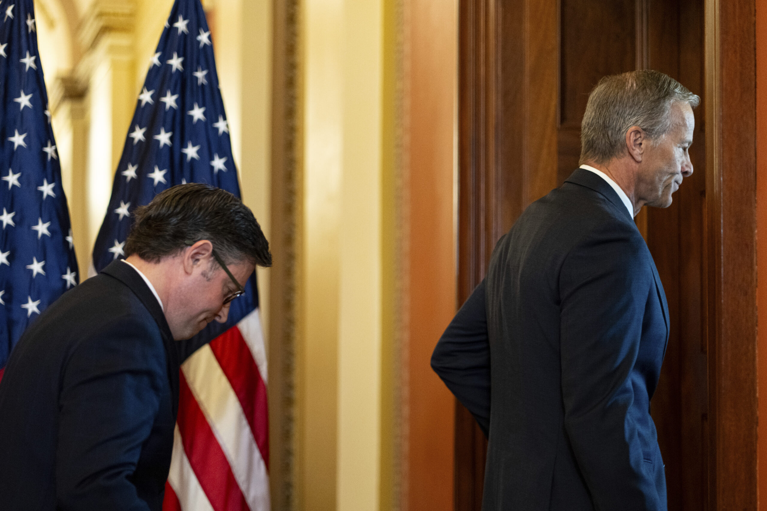 Speaker of the House Mike Johnson and Senate Majority Leader John Thune