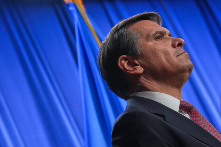 Acting U.S. attorney general Todd Blanche attends a news conference