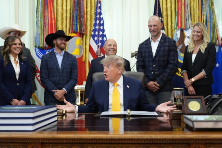 President Donald Trump announces action to help farmers and ranchers